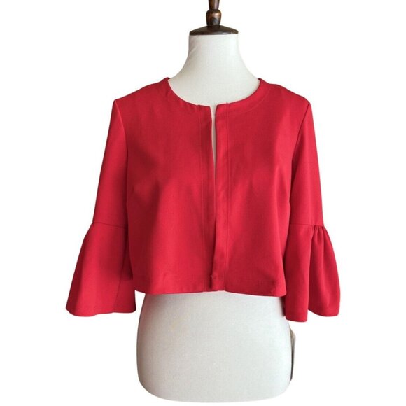 Signature by Signature by RobRobbie Bee Womens Red Cropped Evening Jacket Size L - Picture 1 of 9